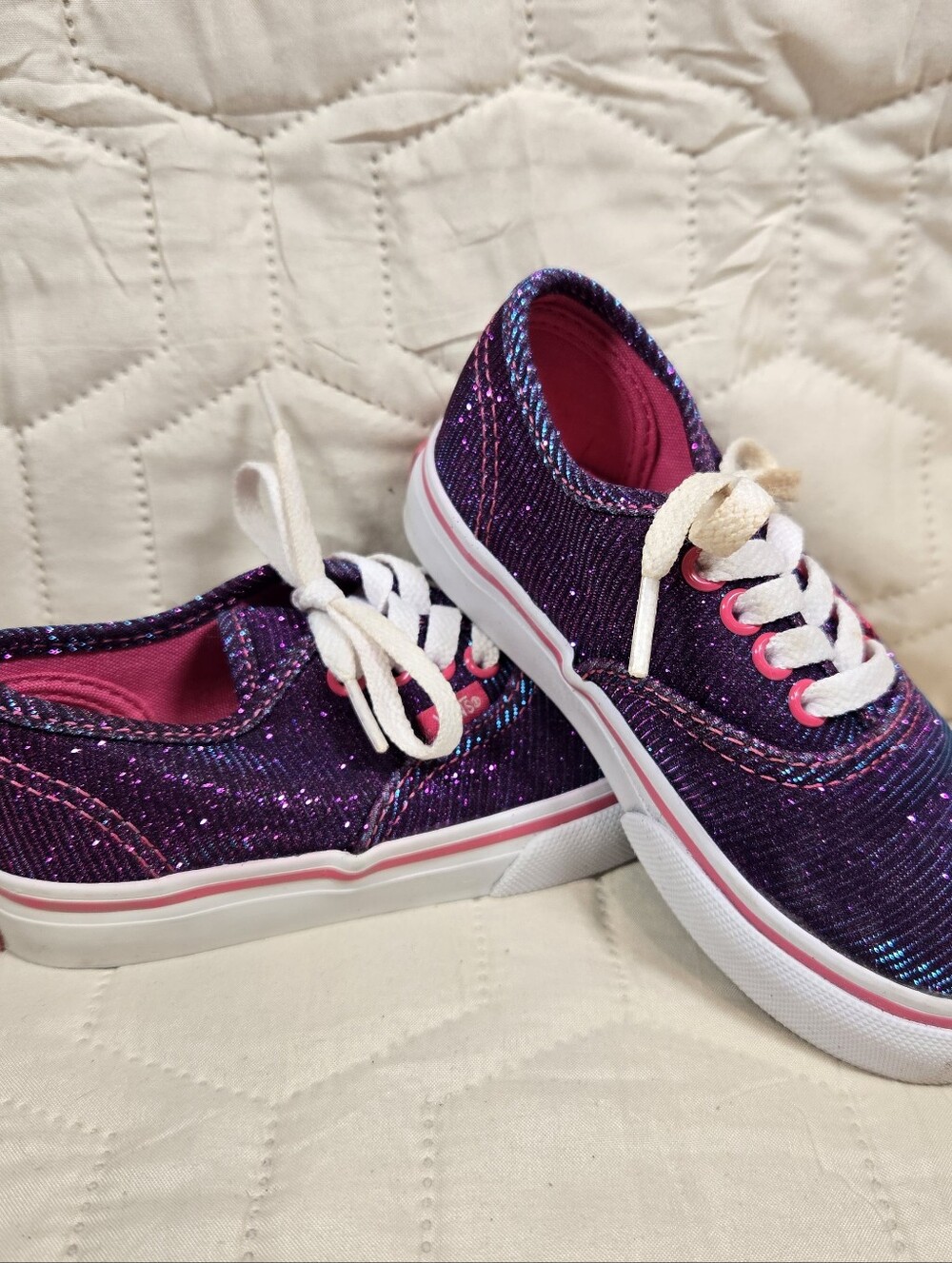 Vans Shimmer Shoes in Magenta, Purple, & Blue iridescent.  Toddler Sz 7